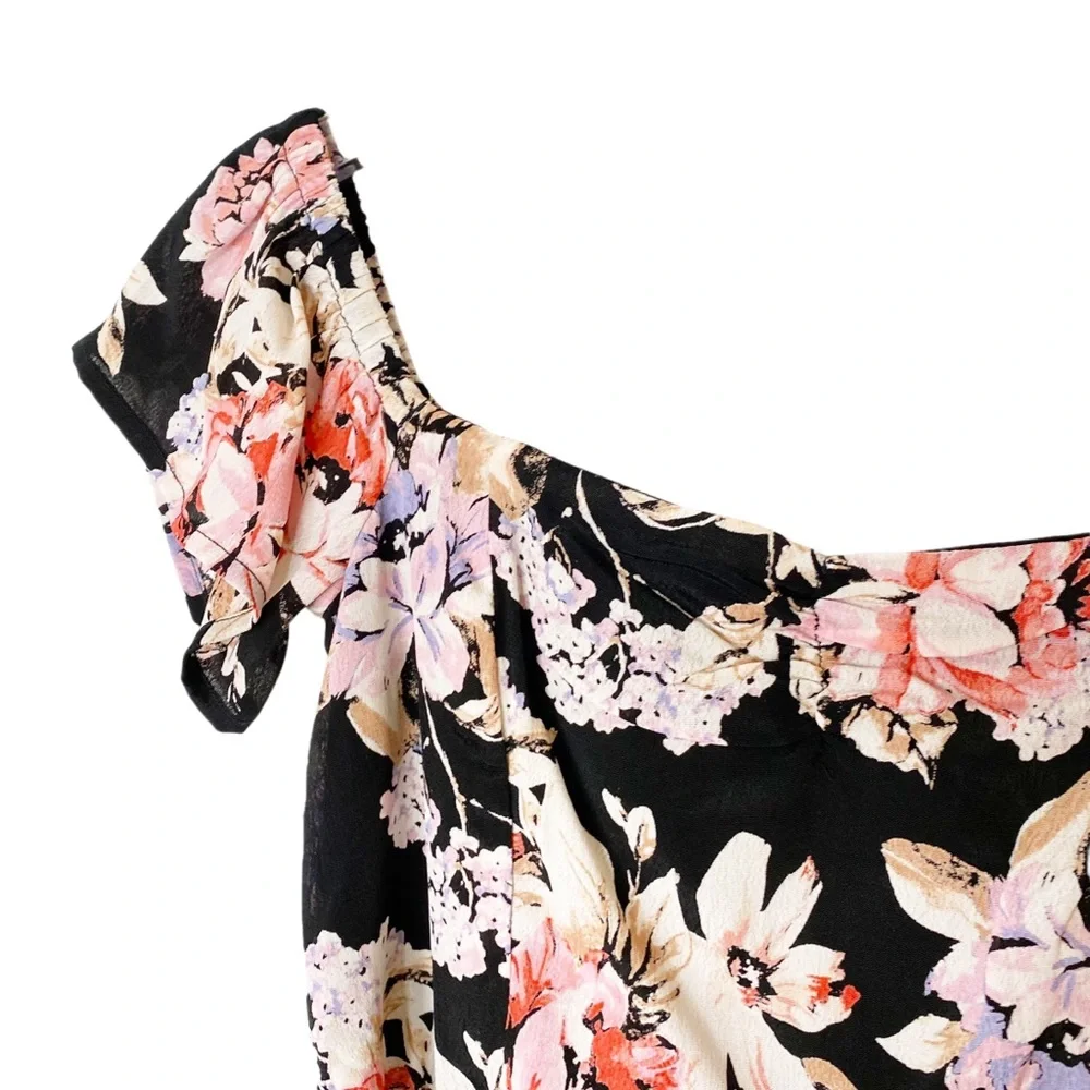 Band of Gypsies Santiago Dark Floral Midi Dress Pinup Cottage XS - Picture 8 of 10